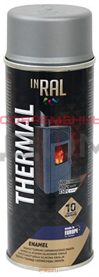 Эмаль аэроз.жаростойкая INRAL THERMAL RAL9006 алюминиевая, 400мл